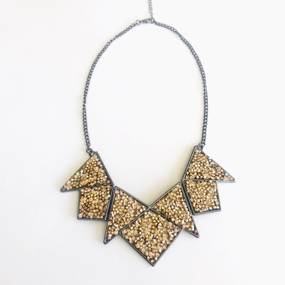 Druzy rose gold/bronze geometric necklace - Picture 6 of 7